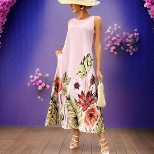 Floral Print POCKETS Tunic Dress ALL SIZES!!! NWT!